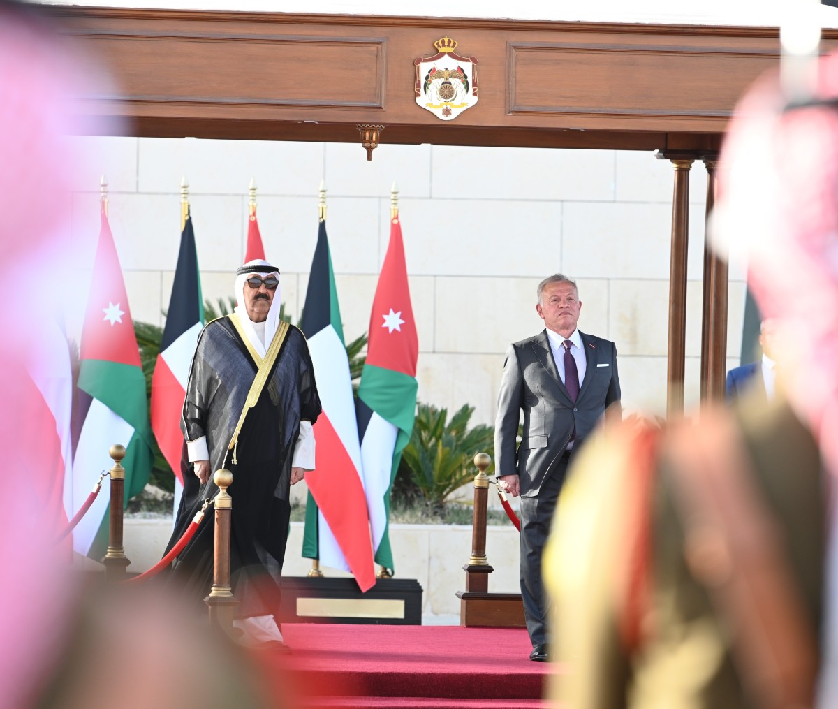 سمو الامير والملك عبدالله الثاني يترأسان جلسة مباحثات رسمية بين الكويت والاردن