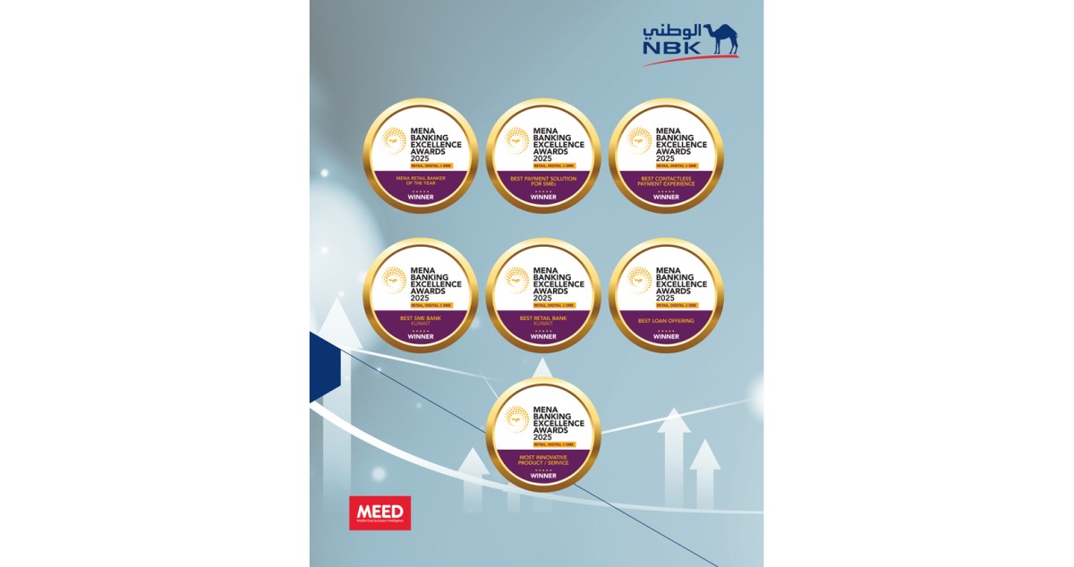 'الوطني' يتصدر بنوك المنطقة بالتميز المصرفي بـ 7 جوائز