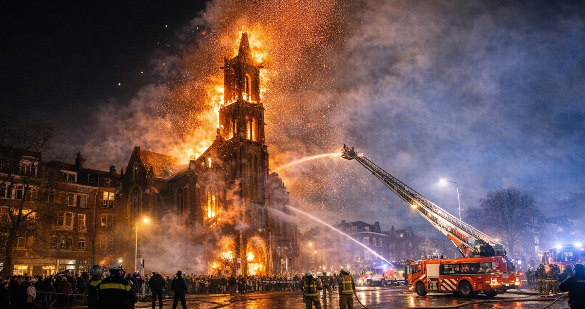 حريق يلتهم كنيسة عمرها 150 عاماً في هولندا