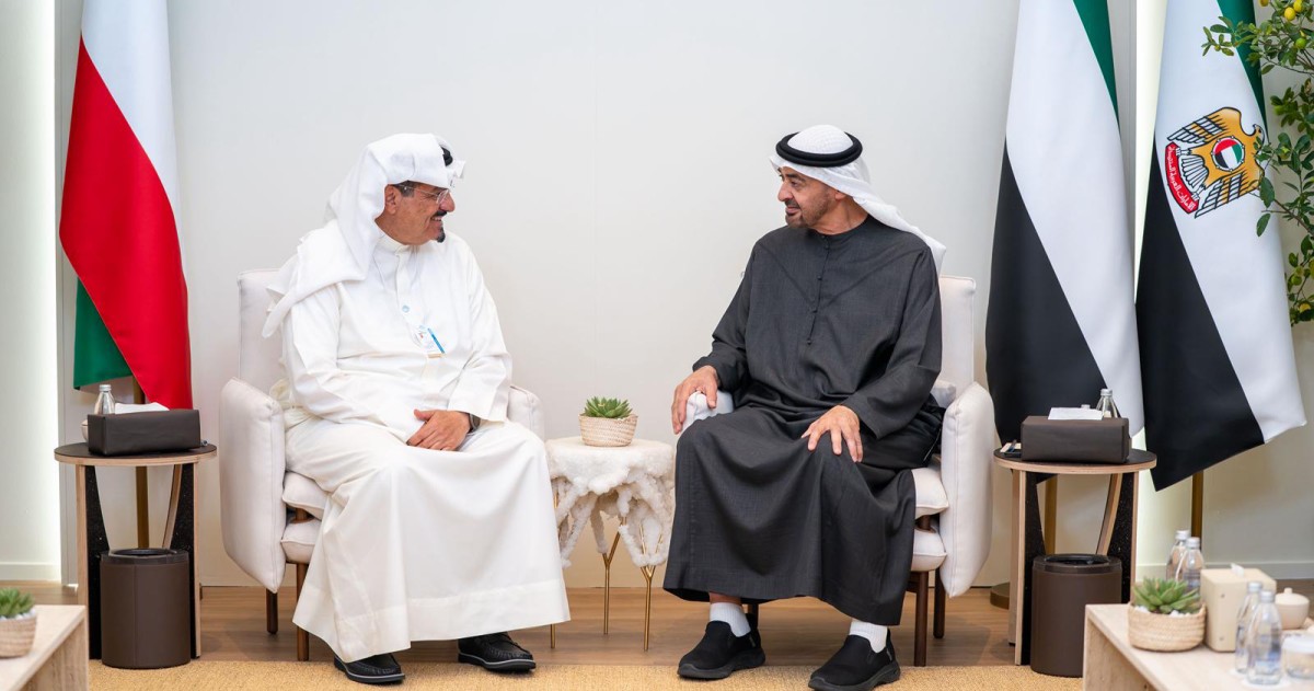 &rlm;رئيس ⁧‫الإمارات‬⁩ يستقبل سمو رئيس الوزراء على هامش القمة العالمية للحكومات