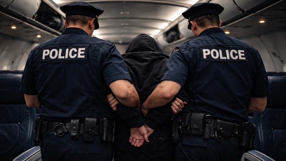 صفع زوجته وقضم أذن المضيفة على متن الطائرة