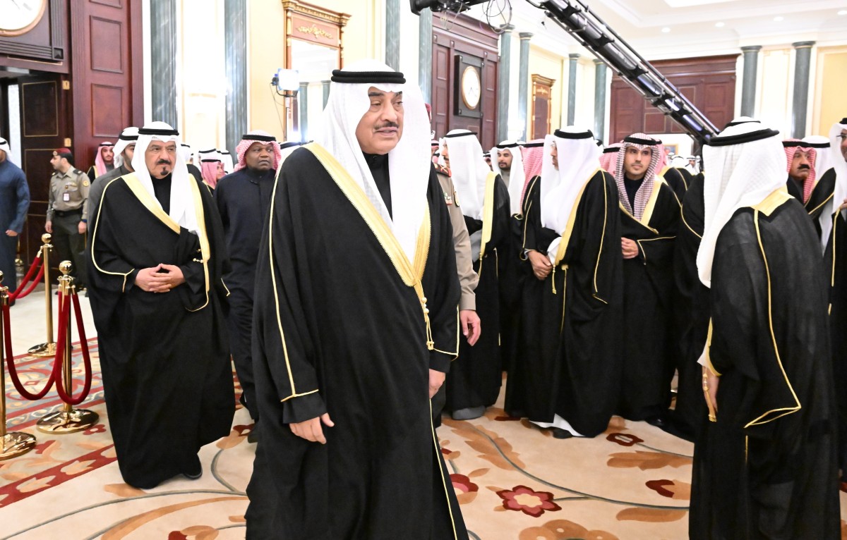 سمو الأمير وسمو ولي العهد وأسرة آل الصباح يستقبلون المهنئين بمناسبة حلول شهر رمضان المبارك