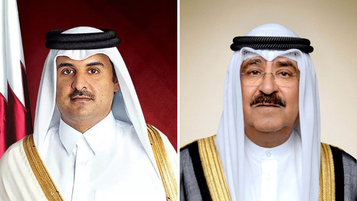 سمو أمير البلاد يعزي أمير قطر باستشهاد طاقم وأفراد طائرة مروحية