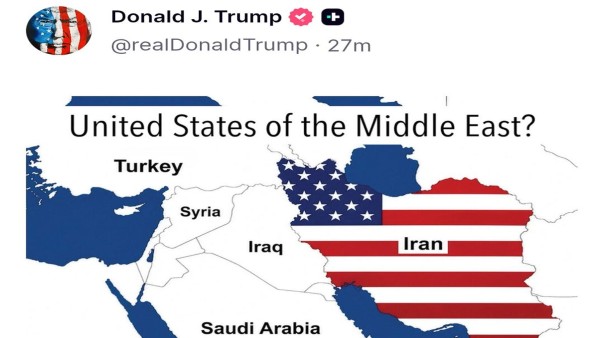 خريطة إيران بألوان العلم الأميركي.. منشور لـ ترامب يفتح باب التأويلات 