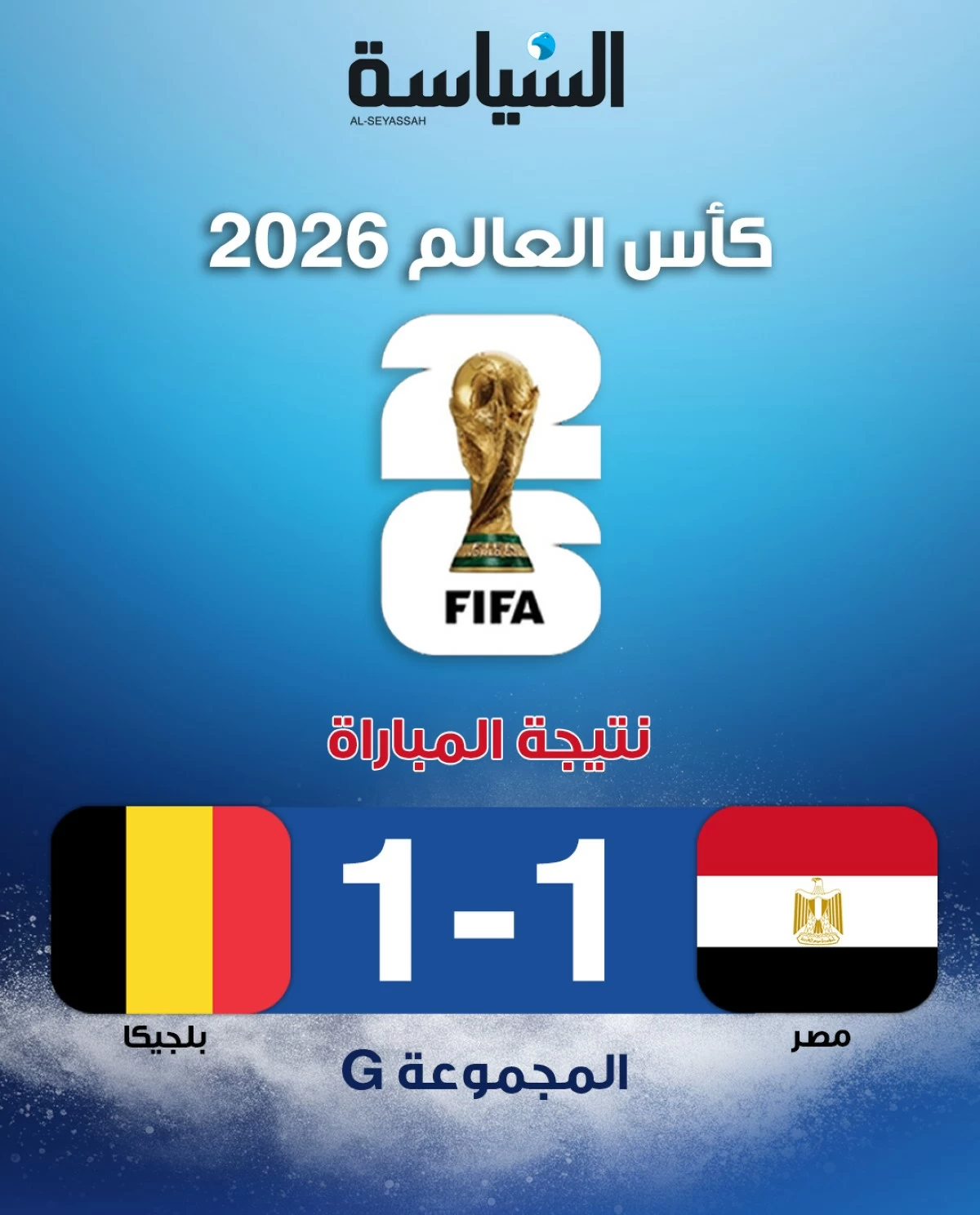 تعادل إيجابي بين مصر وبلجيكا في بداية مشوارهما بكأس العالم 