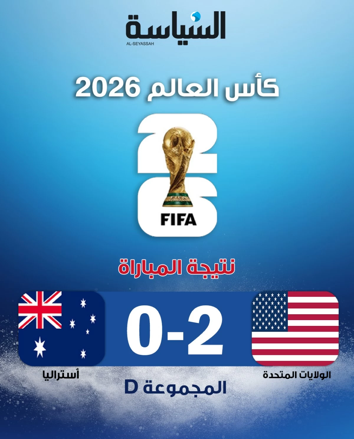 الولايات المتحدة تحسم تأهلها إلى دور الـ32 بفوزها على أستراليا في المونديال