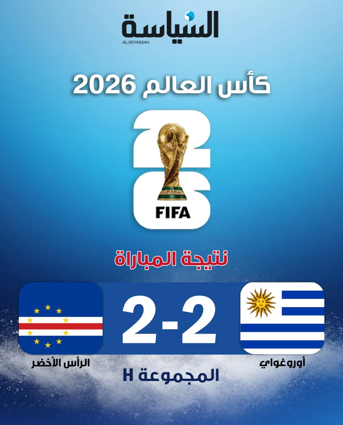 الرأس الأخضر يواصل مفاجآته ويقتنص تعادلاً مثيراً أمام الأوروغواي