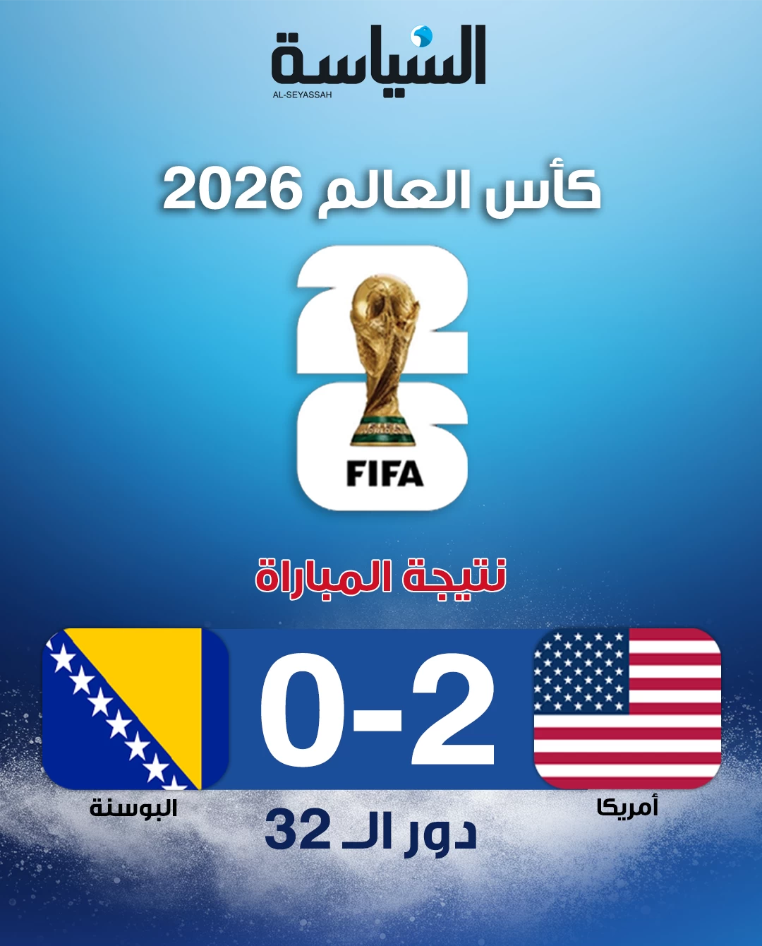 الولايات المتحدة تهزم البوسنة بثنائية وتبلغ ثمن النهائي