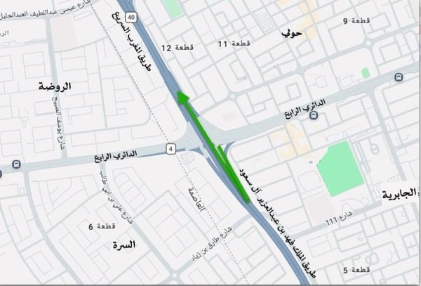 ‘المرور’: افتتاح حارتين على طريق الملك فهد مقابل الجابرية