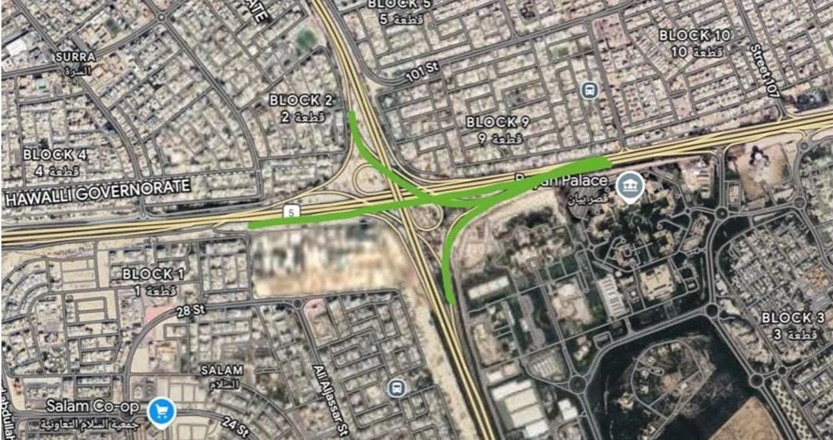 'الأشغال': افتتاحات مرورية على الدائري الخامس باتجاه السالمية
