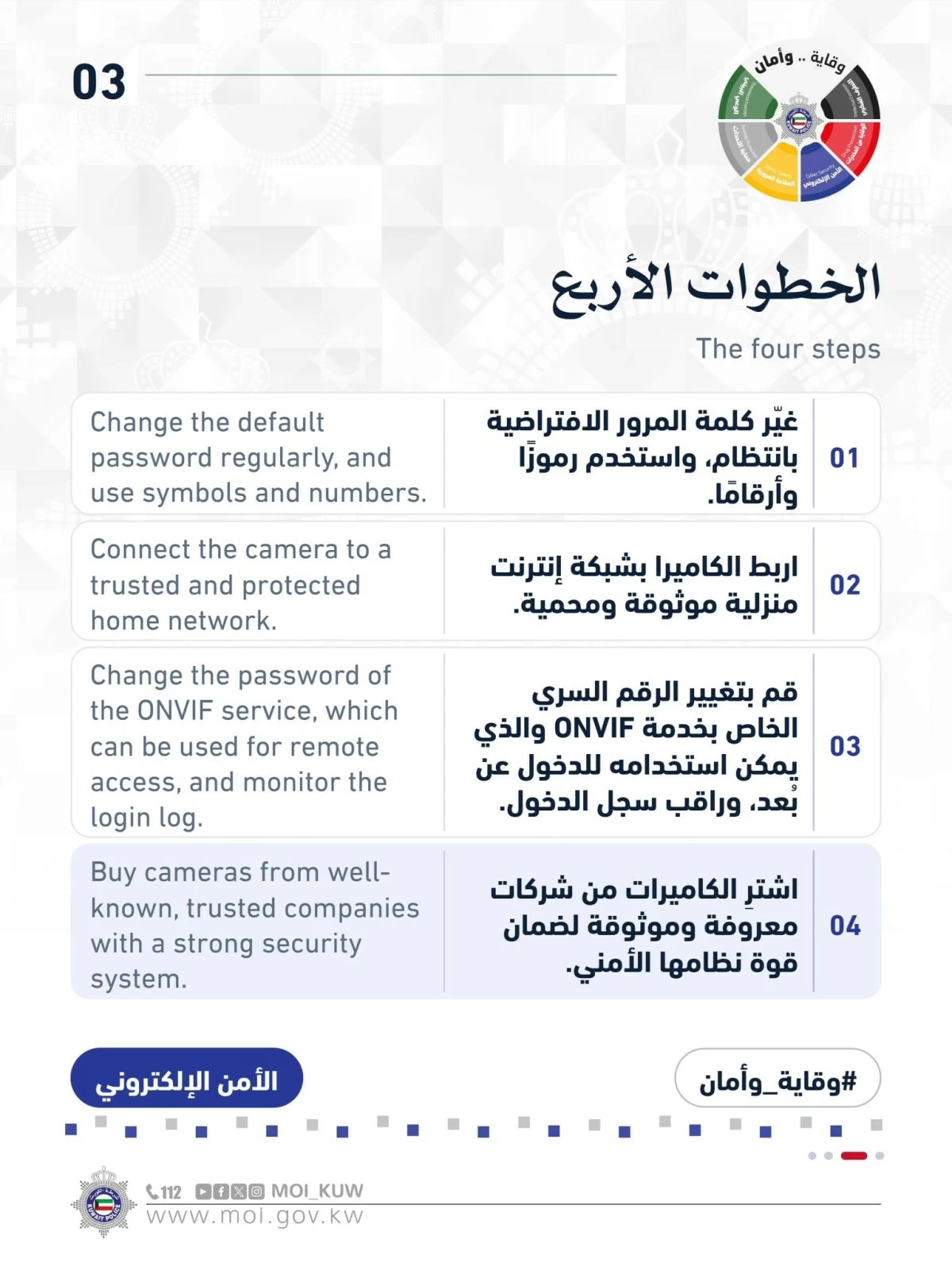 'الداخلية': 4 خطوات لحماية كاميرات المراقبة المنزلية من الاختراق