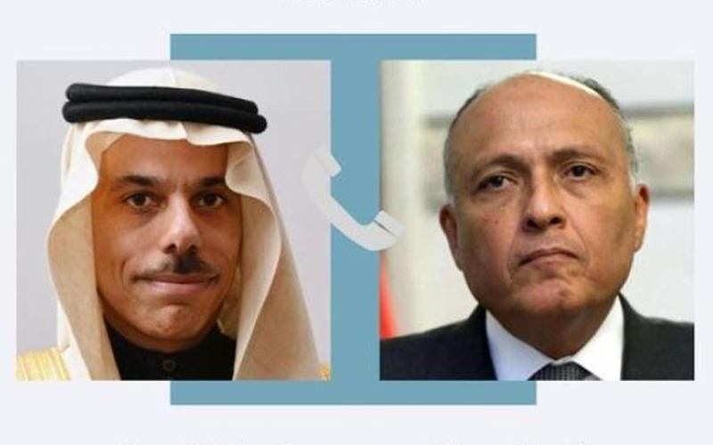 وزير الخارجية السعودي يبحث مع نظيره المصري تطورات الأوضاع في قطاع غزة