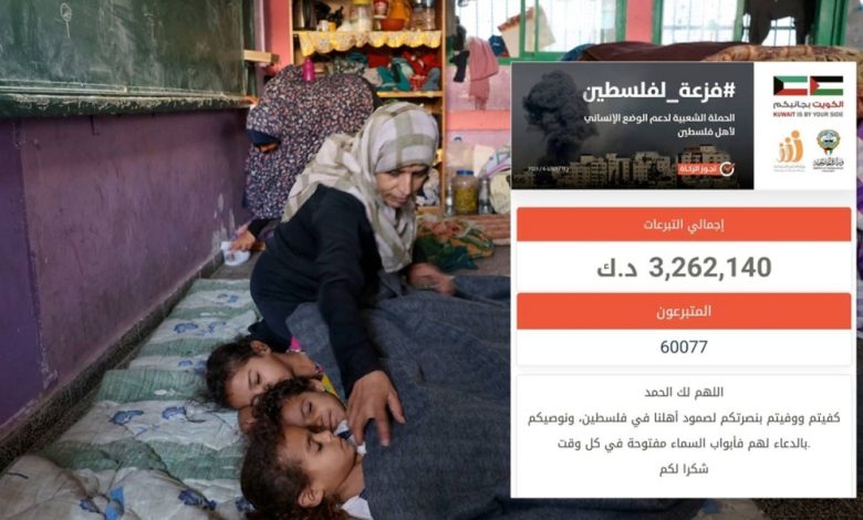 "فزعة لفلسطين" الكويتية تحقق أكثر من 3.2 مليون دينار تبرعات