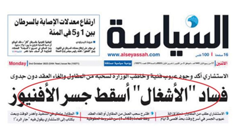 خبر "السياسة" سؤال برلماني من الصقعبي لوزيرة الأشغال