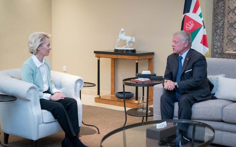 خلال لقائه رئيسة المفوضية الأوروبية.. العاهل الأردني يؤكد ضرورة وقف الحرب على غزة