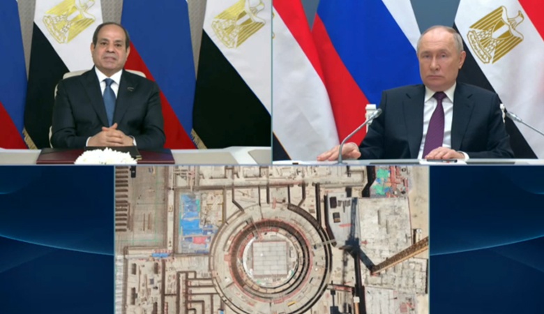 بوتين والسيسي يشاركان في حفل صب خرسانة المفاعل الرابع بمحطة الضبعة النووية